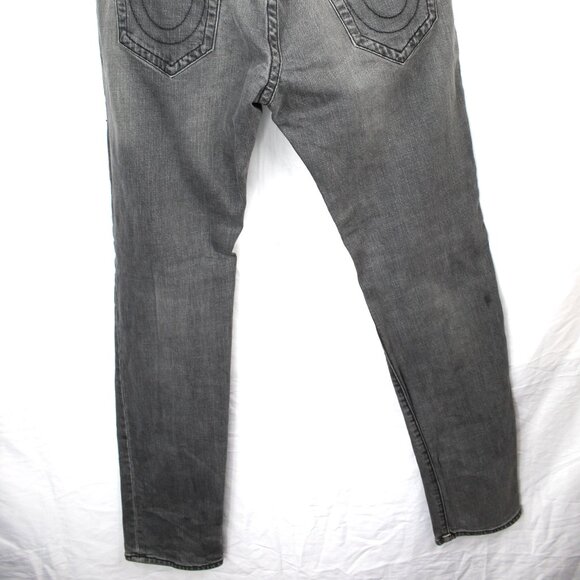 True Religion Gray Wash Rocco Relaxed Skinny Jeans Pants Men's Size 36 Grunge - Picture 7 of 9